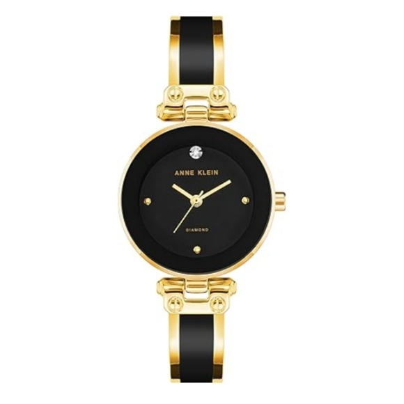 Women\'s Genuine Diamond Dial Bangle Watch Black /Gold main image 6